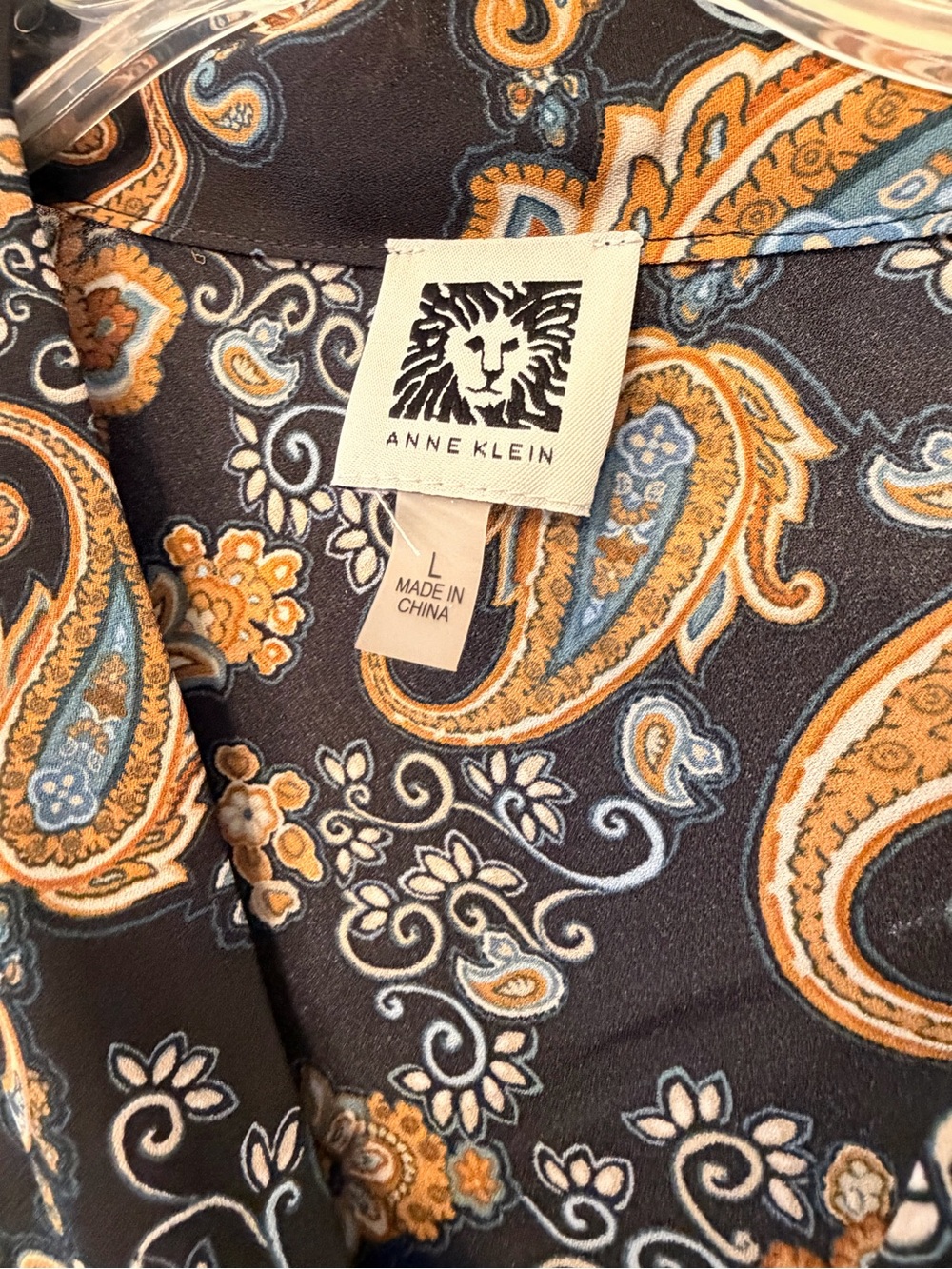 Anne Klein paisley print long sleeve top with tie neck - Picture 3 of 3